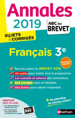 Annales Brevet 2019 Français - Sujets et corriges