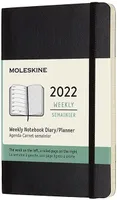 Agenda Classic 2022 Semainier 12 mois, Noir Pocket 9x14 cm Couverture Souple Carnet Hebdomadaire
