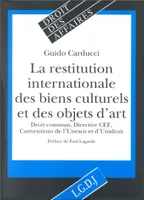 la restitution des biens culturels et objets d'art volés, droit commun, directive CEE, conventions de l'UNESCO et d'UNIDROIT