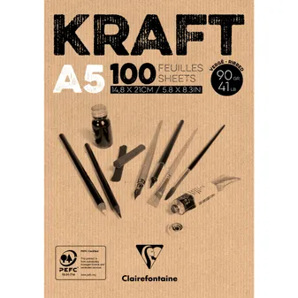 Kraft bloc collé 100F A5 90g - Brun