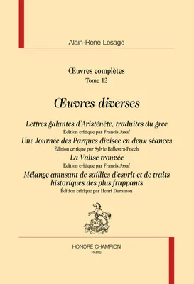 Oeuvres complètes / Alain-René Lesage, 12, Oeuvres diverses