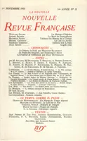 La Nouvelle Nouvelle Revue Française N' 11 (Novembre 1953)