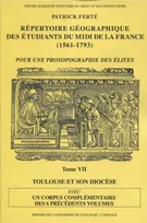 7, Répertoire géographique des étudiants du Midi de la France, 1561-1793