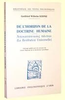 De l'horizon de la doctrine humaine La restitution universelle, 1693