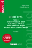 Droit civil / Pierre Voirin, 1, Droit civil, Introduction au droit, personnes, famille, personnes protégés, biens, obligations, sûretés