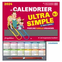 Frigobloc Le mini calendrier Ultra Simple pour une famille organisée ! (de sept. 2023 à déc. 2024)