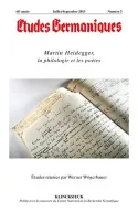 Études germaniques - N°3/2013, Martin Heidegger, la philologie et les poètes