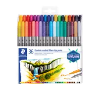 STAEDTLER® 3200 - Set 36 feutres de coloriage double pointe 3,0 mm et 0,5 - 0,8 mm assortis - Edition Design Journey