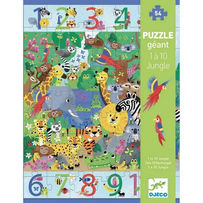 Puzzle géant 54 pcs - 1 à 10 jungle Puzzle