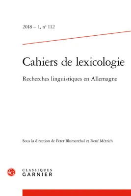 Cahiers de lexicologie, Recherches linguistiques en Allemagne