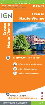 [France] départementale, routière et touristique, D23-87, D721317 Creuse.Haute-Vienne (23.87)
