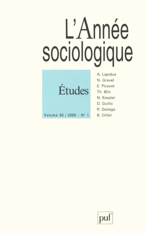 Livres Sciences Humaines et Sociales Sciences sociales L' année sociologique 2000 - vol. 50 - n° 1, Varia Collectif