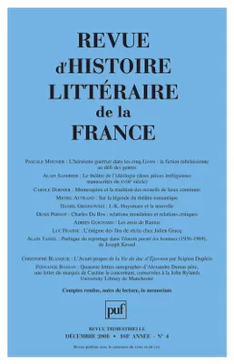 Revue d'histoire littéraire de la France 2008...