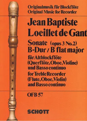 Sonata, No. 2 Bb major. op. 3/2. treble recorder (flute, oboe, violin) and basso continuo; cello/viola da gamba ad libitum.
