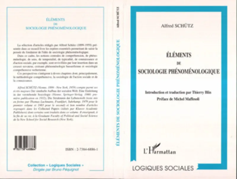 Livres Sciences Humaines et Sociales Sciences sociales Éléments de Sociologie Phénoménologique Alfred Schutz, Thierry Blin