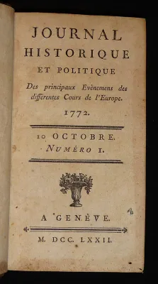 Journal historique et politique des principaux événemens des différentes Cours de l'Europe (1772, n°1 à 9)