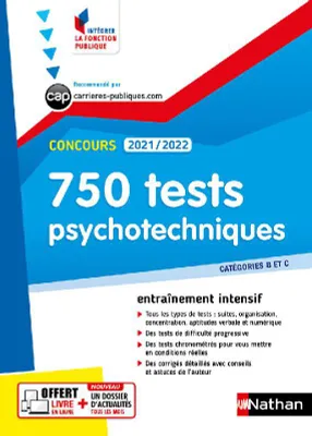 750 tests psychotechniques, Concours 2021-2022