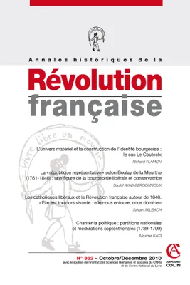 Annales historiques de la Révolution française nº 362 (4/2010)