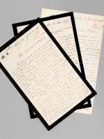 [ 3 lettres autographes signées adressées à Melchior Barthès : ] 1 L.A.S. de 2 pages datée de Marseille le 17 avril 1874 : [ Marius Bourrely se réjouit d'être rentré en contact avec son confère, 