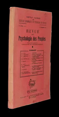 Revue de psychologie des peuples n°1, 5e année, 1e trimestre 1950