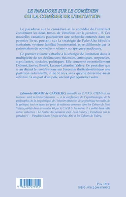 Variations sur le paradoxe, 2, Le paradoxe sur le comédien ou la comédie de l'imitation, Diderot, Jouvet, Brecht, Lacoue-Labarthe, Valéry - Variations sur le paradoxe 2 Volume I