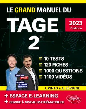 Le Grand Manuel du TAGE 2 – édition 2023, 10 tests blancs + 120 fiches de cours + 1000 vidéos