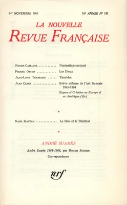 La Nouvelle Revue Française N' 191 (Novembre 1968)