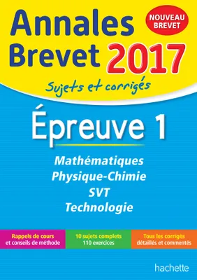 Annales Brevet 2017 Maths, physique-chimie, SVT et technologie 3ème