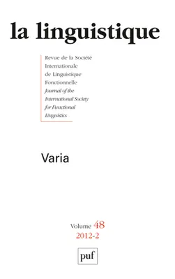 La linguistique 2012 - vol.48 - n° 2, Varia