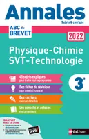 Annales ABC du Brevet 2022 - Physique-Chimie - SVT - Technologie 3e - Sujets et corrigés + fiches de révisions
