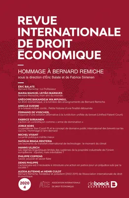 Revue internationale de droit économique, Hommage à Bernard Remiche