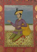 Carnet blanc, Prince indien à genoux, miniature 18e