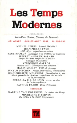Les Temps Modernes Juillet août 1992 n°552 553