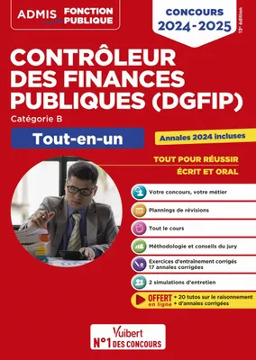 Concours Contrôleur des Finances publiques (DGFIP) - Catégorie B - Tout-en-un, Concours externe 2024-2025 20 tutos offerts