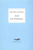 Avis De Passage, roman