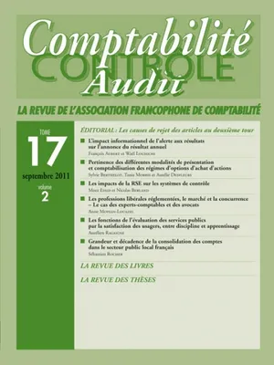 Revue Comptabilité, Contrôle, Audit Volume 17 Tome 2