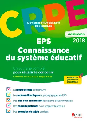 CRPE ADMISSION EPS/SYSTEME EDUCATIF - DEVENIR PROFESSEUR DES ECOLES, Devenir Professeur des écoles
