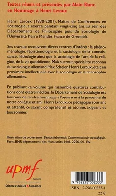 DE LA PHENOMENOLOGIE A LA SOCIOLOGIE DE LA CONNAISSANCE, en hommage à Henri Leroux