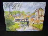 Peinture originale de Vaubourg : Saint-Hilaire sur Risle, la vieille tannerie
