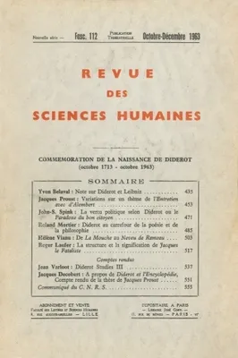 Revue des Sciences Humaines, n°112/octobre - décembre 1963
