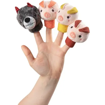 Marionnettes à doigts - Le loup et les 3 petits cochon