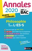 Annales Bac 2020 Philosophie Term L-ES-S - Sujets & corrigés