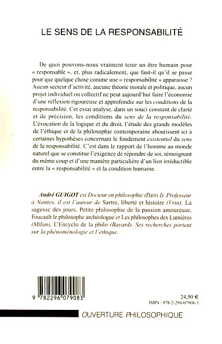 Livres Sciences Humaines et Sociales Philosophie LE SENS DE LA RESPONSABILITE André Guigot