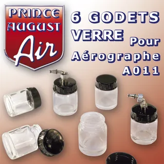 6 Godets en verre pour aérographe A011