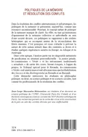 Livres Sciences Humaines et Sociales Sciences politiques Politiques de la mémoire et résolution des conflits Jean-Serge Massamba-Makoumbou