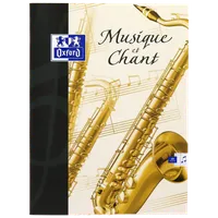 OXFORD Cahier Musique 24x32cm Réglure Grands Carreaux & Réglure Musique 48 Pages Agrafées Couverture Carte Colorée