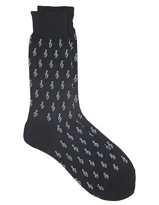 Men's Socks: Mini Treble Clefs (Black/White)