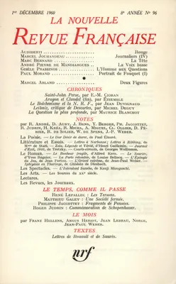 La Nouvelle Revue Française N' 96 (Décembre 1960)