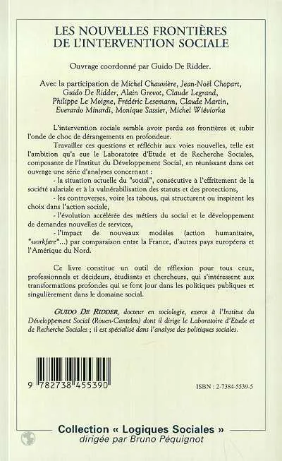 Livres Sciences Humaines et Sociales Travail social Les nouvelles frontières de l'intervention sociale, [colloque, Rouen, 1996] Guido de Ridder