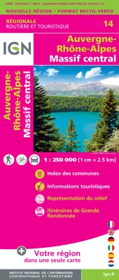 [France] : carte régionale, routière et touristique, 14, Nr14 Auvergne-Rhône-Alpes (Massif Central)  1/250